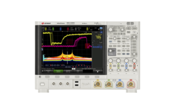 The keysight MSOX6004A mixed signal oscilloscope with a screen displaying a variety of waveforms.