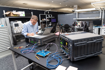 Using testing equipment.