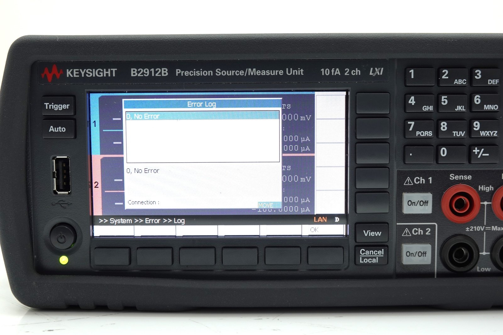 Keysight B2912B Precision Source/Measure Unit / 2 Channel / 10fA resolution / 210V / 3A DC/10.5A Pulse