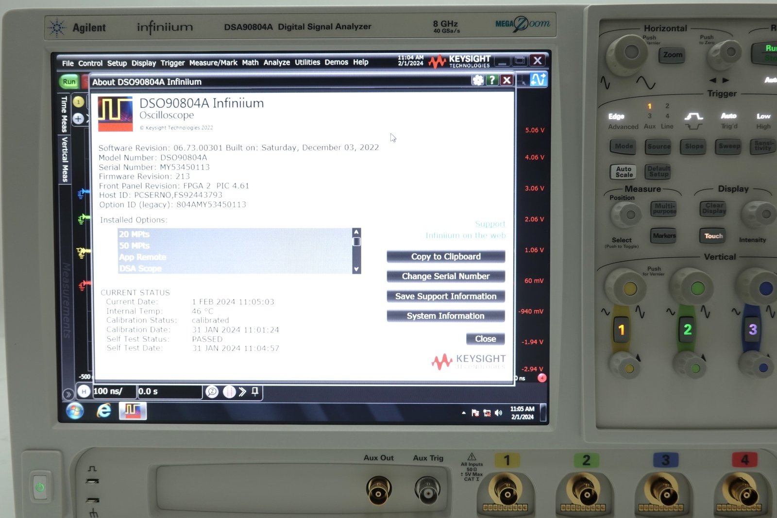 Keysight DSA90804A Infiniium High Performance Oscilloscope / 8GHz / 40GSa/s / 4 Channels / 50M Memory