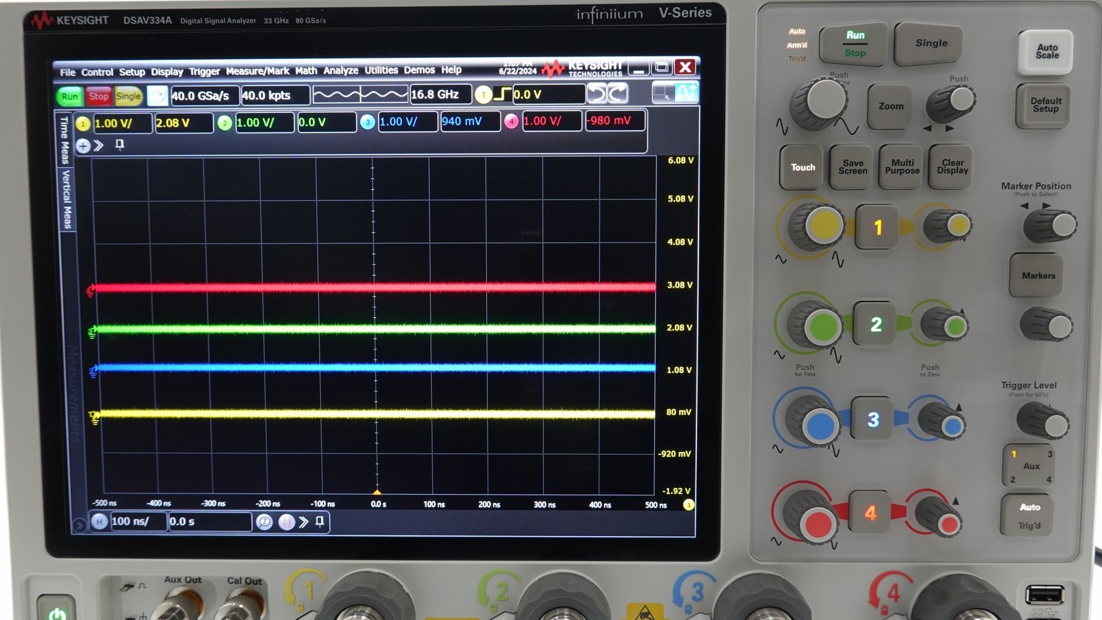 Keysight DSAV334A Infiniium V-Series Oscilloscope / 33 GHz / 80/40 GSa/s / 4 Analog Channels