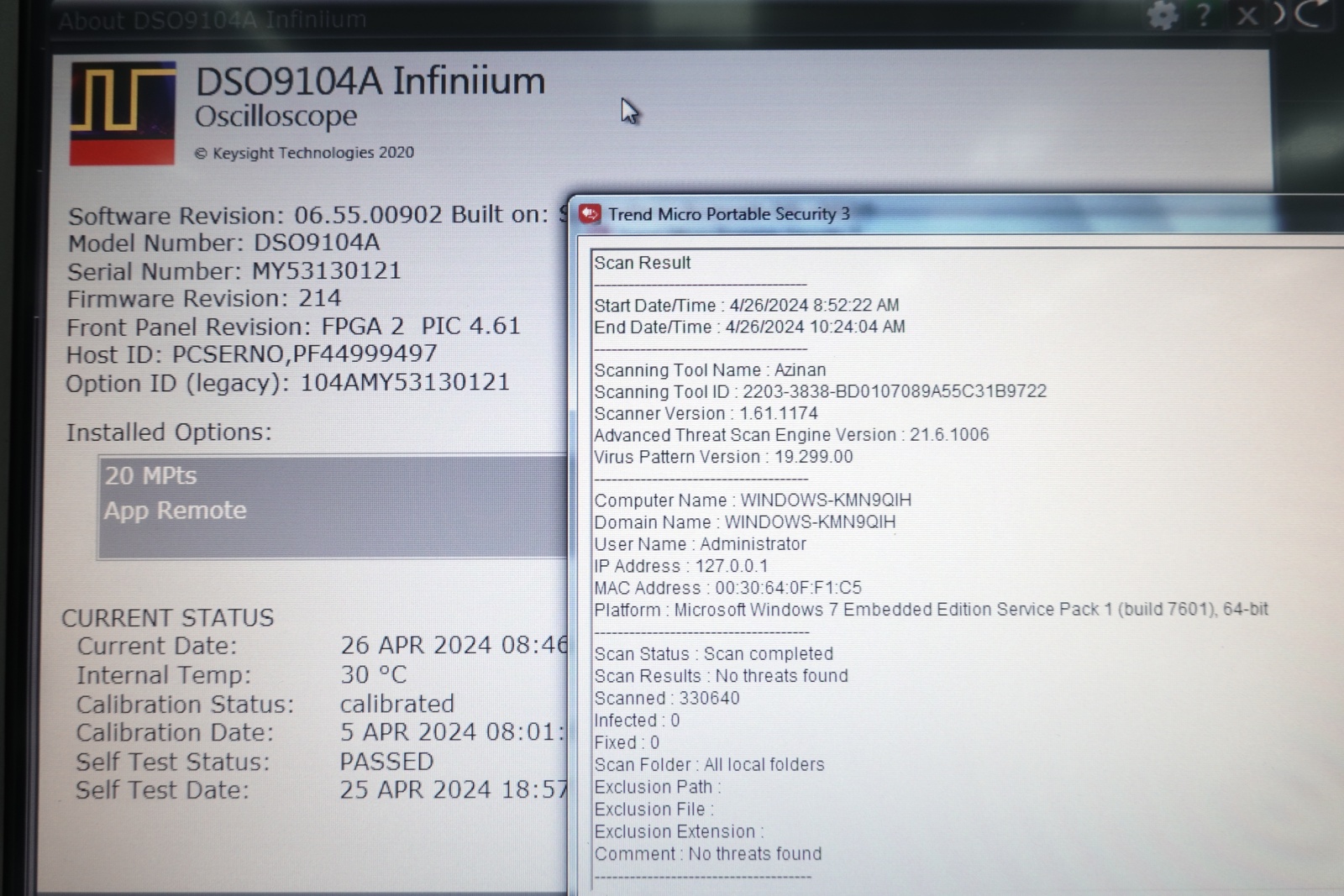 Keysight DSO9104A Infiniium Oscilloscope / 1 GHz / 4 Analog Channels