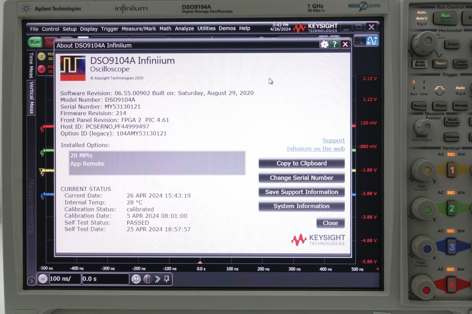 Keysight DSO9104A Infiniium Oscilloscope / 1 GHz / 4 Analog Channels