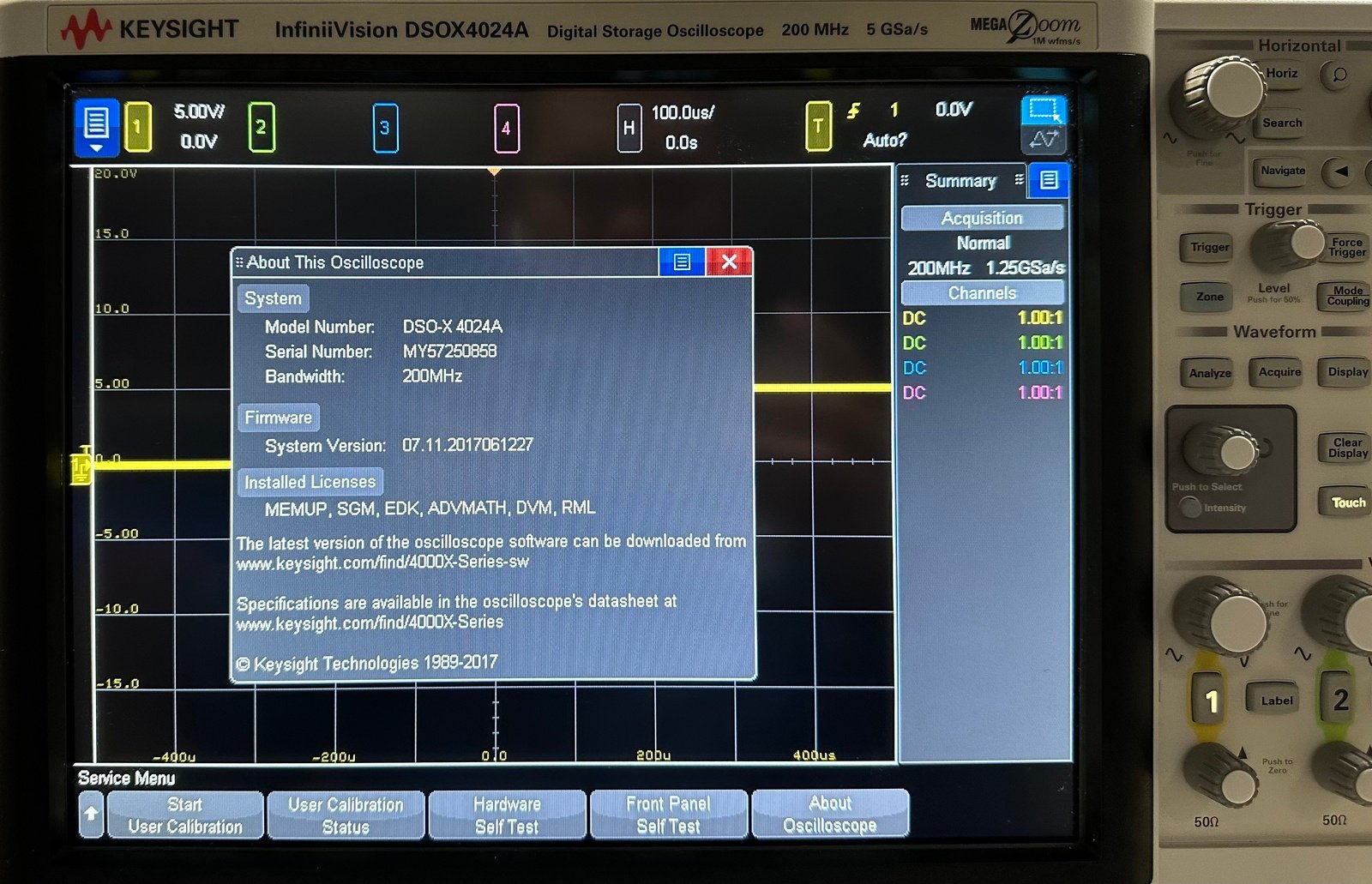 Keysight DSOX4024A Oscilloscope / 200 MHz / 4 Analog Channels