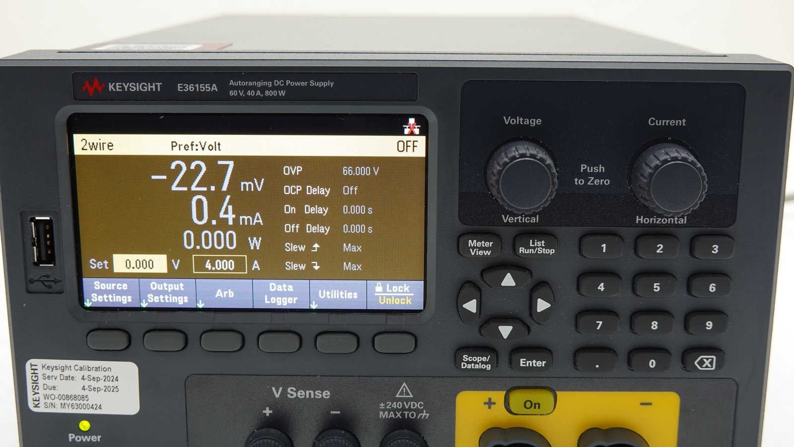 Keysight E36155A DC power supply, single-output, auto-range: 60V, 40A, 800W: LAN, USB