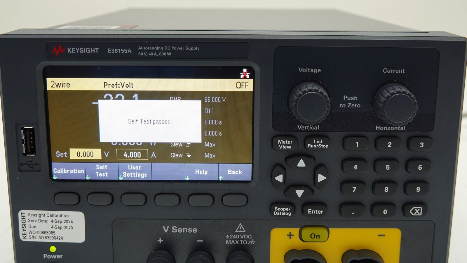 Keysight E36155A DC power supply, single-output, auto-range: 60V, 40A, 800W: LAN, USB