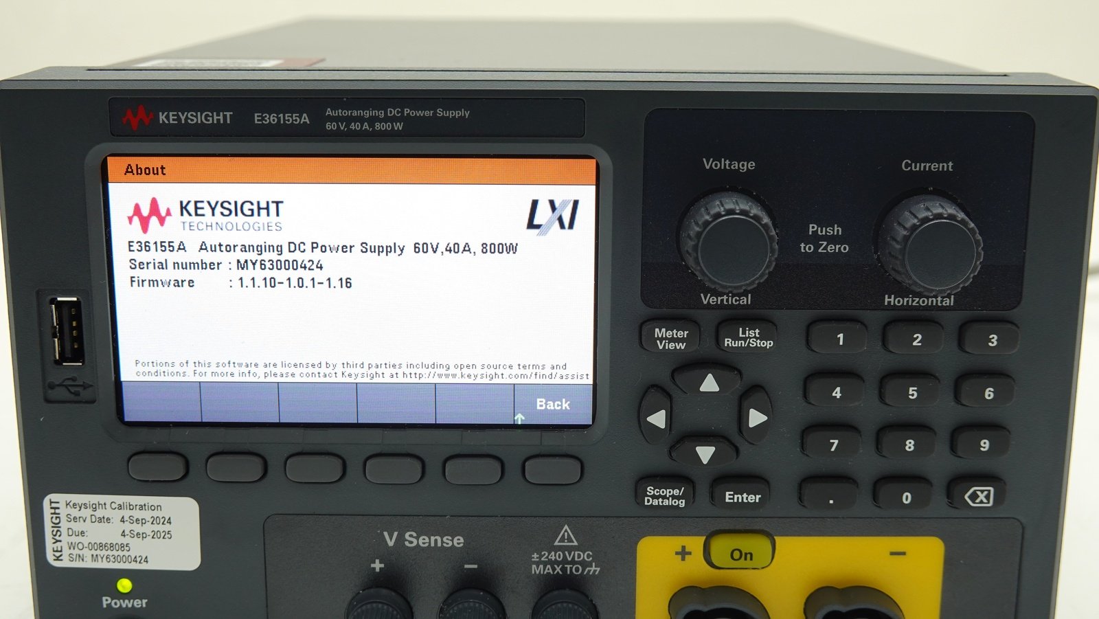 Keysight E36155A DC power supply, single-output, auto-range: 60V, 40A, 800W: LAN, USB