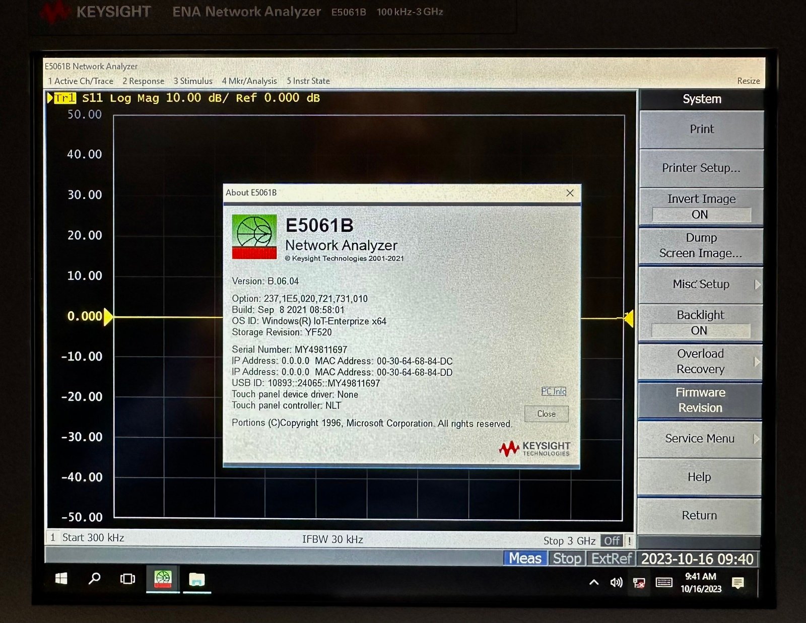 Keysight E5061B-237 S-parameter Test Set / 100 kHz to 3 GHz / 75 Ohm System Impedance