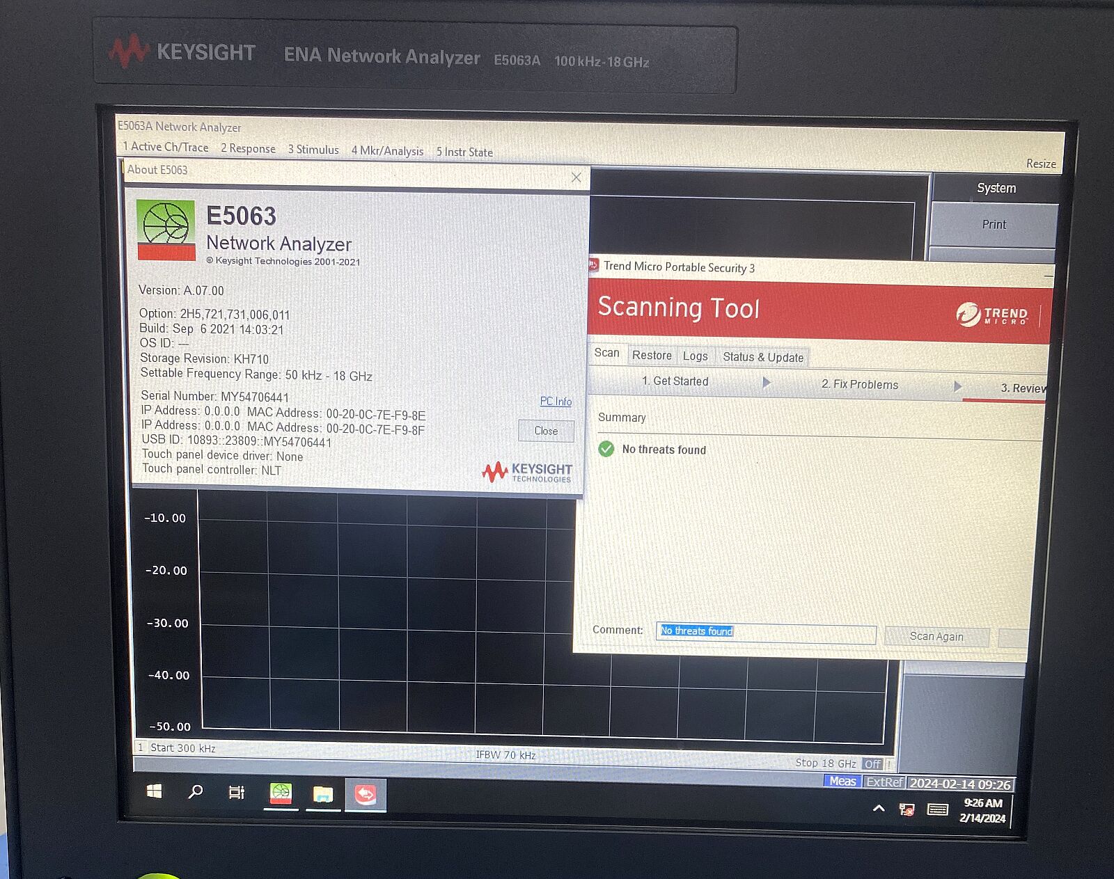 Keysight E5063A-2H5 2-port test set / 100 kHz to 18 GHz