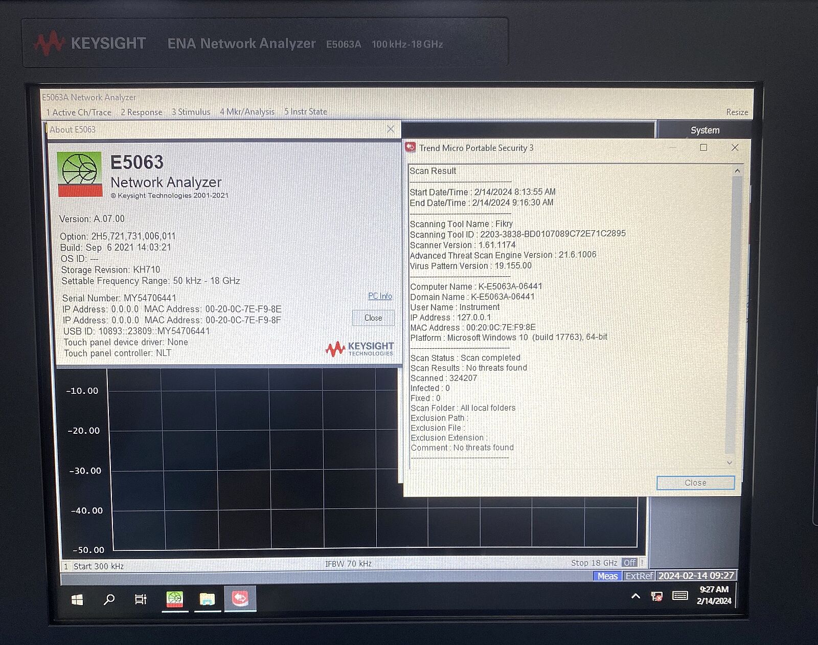 Keysight E5063A-2H5 2-port test set / 100 kHz to 18 GHz