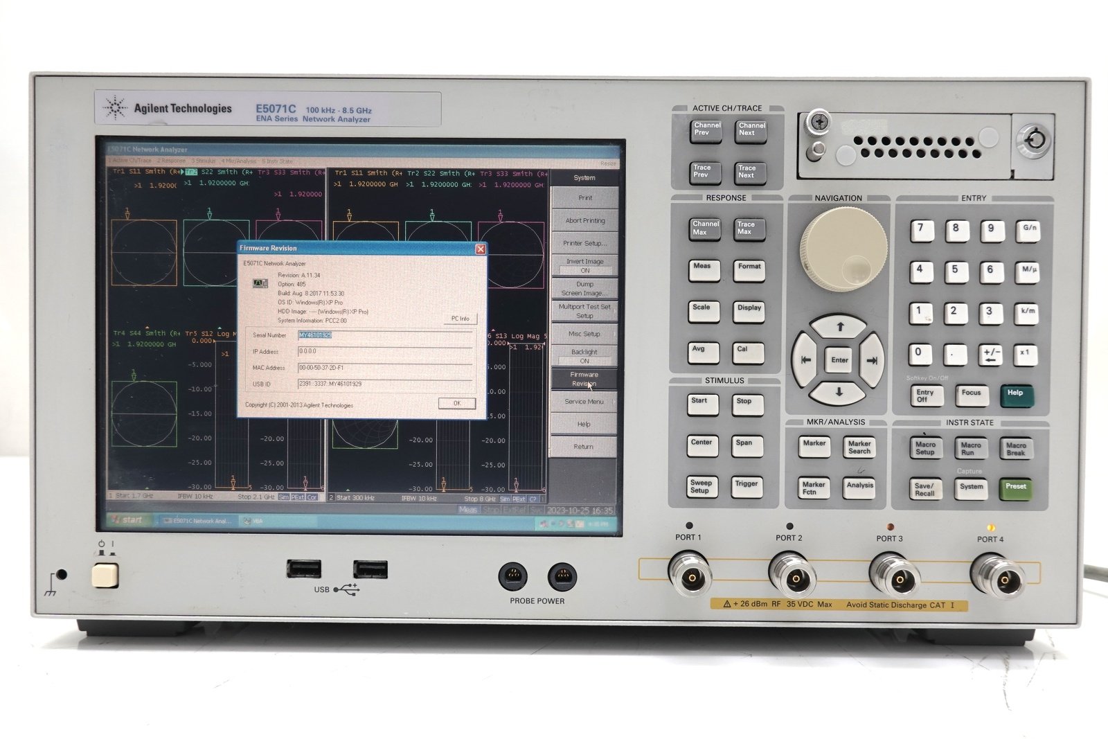 Keysight E5071C-485 4-port Test Set / 100 kHz to 8.5 GHz / With Bias Tees