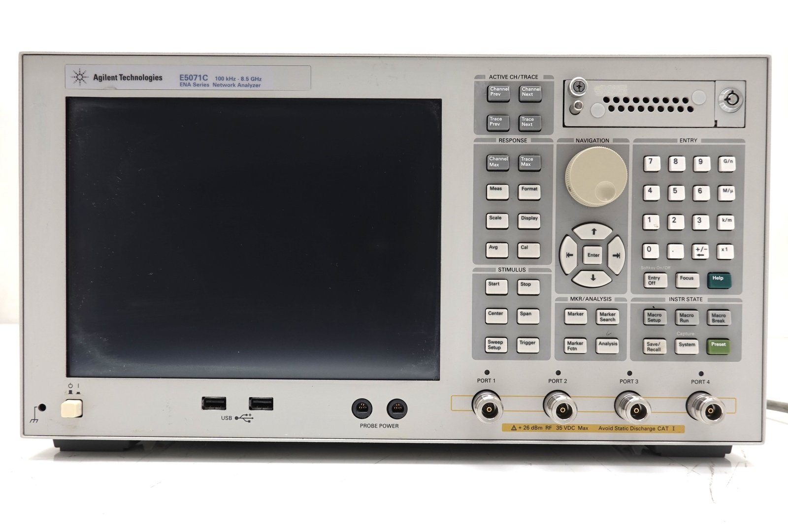 Keysight E5071C-485 4-port Test Set / 100 kHz to 8.5 GHz / With Bias Tees