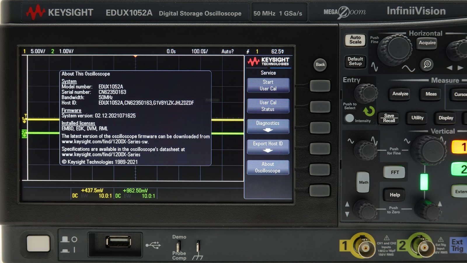 Keysight EDUX1052A InfiniiVision 1000 X-Series Oscilloscope / 50 MHz / 2 Analog Channels