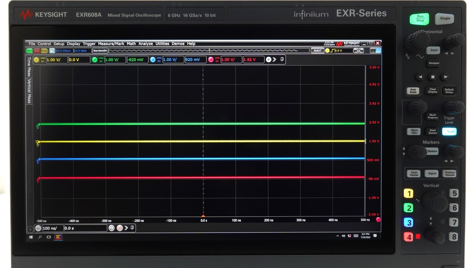 Keysight EXR608A Infiniium EXR-Series Real-Time Oscilloscope / 6 GHz / 16 GSa/s / 8 Channels