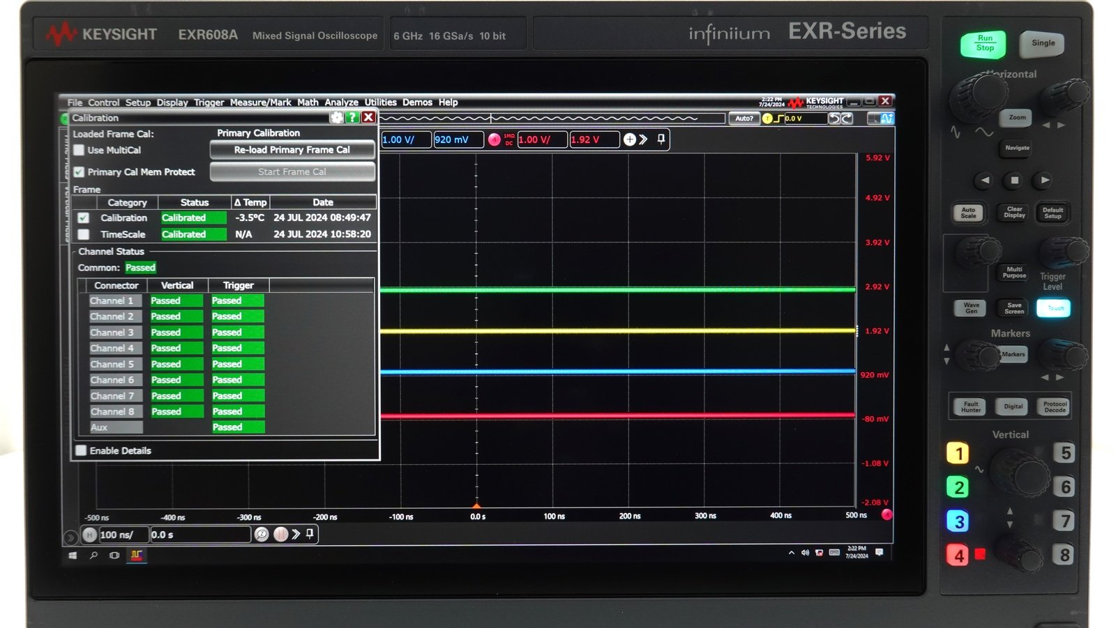 Keysight EXR608A Infiniium EXR-Series Real-Time Oscilloscope / 6 GHz / 16 GSa/s / 8 Channels