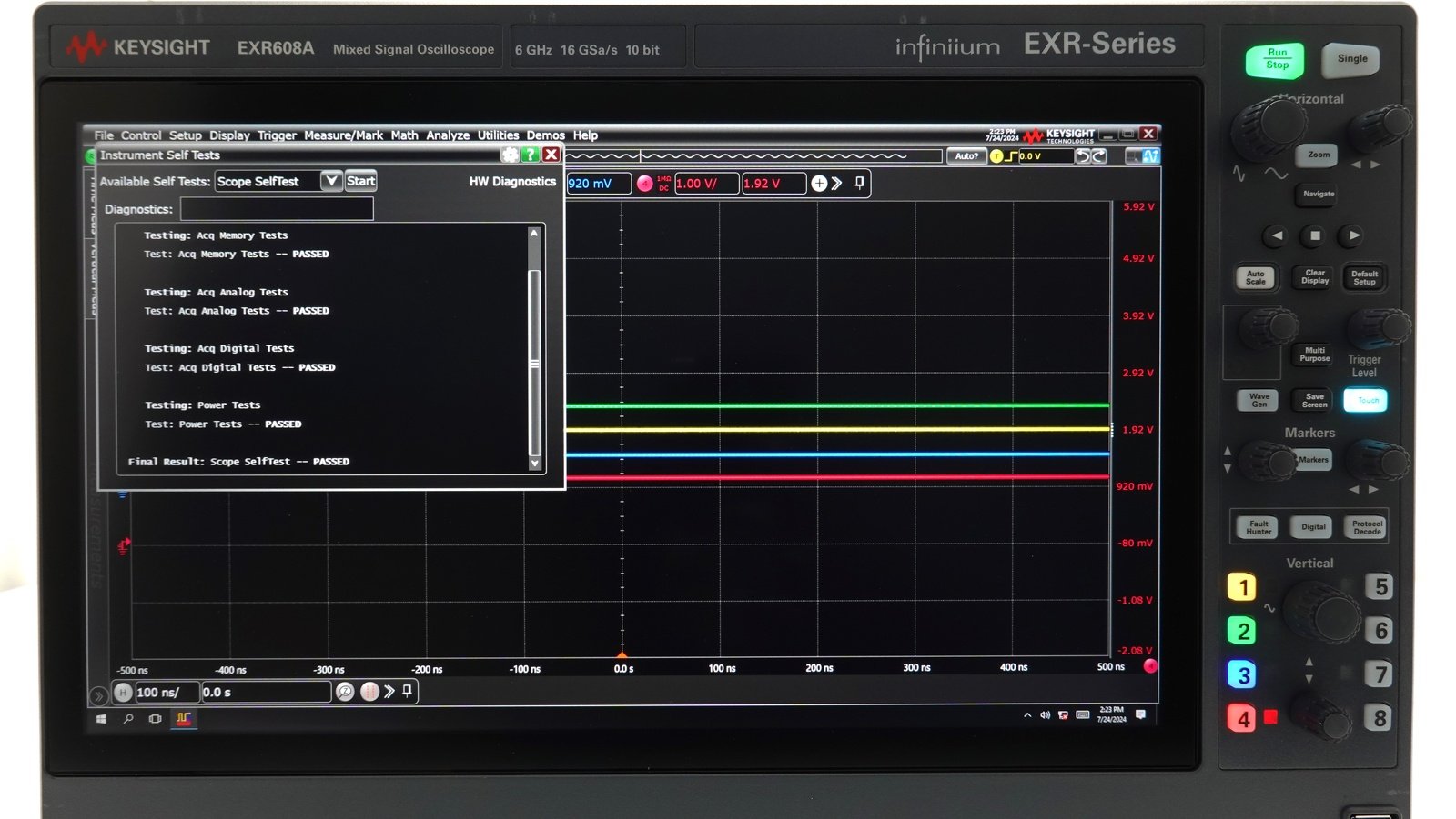 Keysight EXR608A Infiniium EXR-Series Real-Time Oscilloscope / 6 GHz / 16 GSa/s / 8 Channels