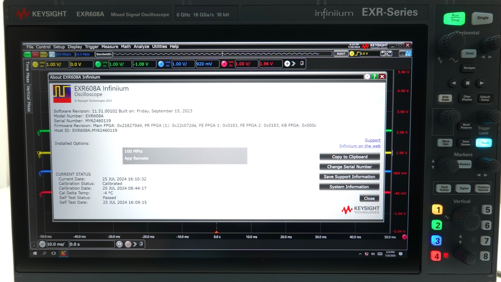 Keysight EXR608A Infiniium EXR-Series Real-Time Oscilloscope / 6 GHz / 16 GSa/s / 8 Channels