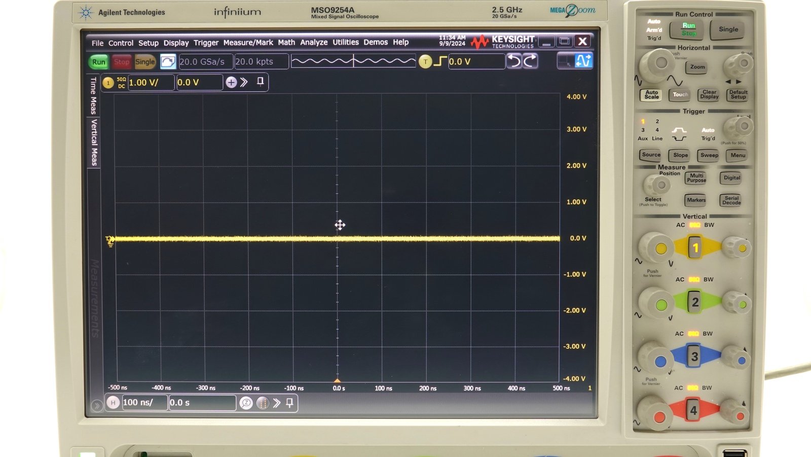 Keysight MSO9254A Mixed Signal Oscilloscope / 2.5 GHz / 10/20 GSa/s / 4 Analog Plus 16 Digital Channels