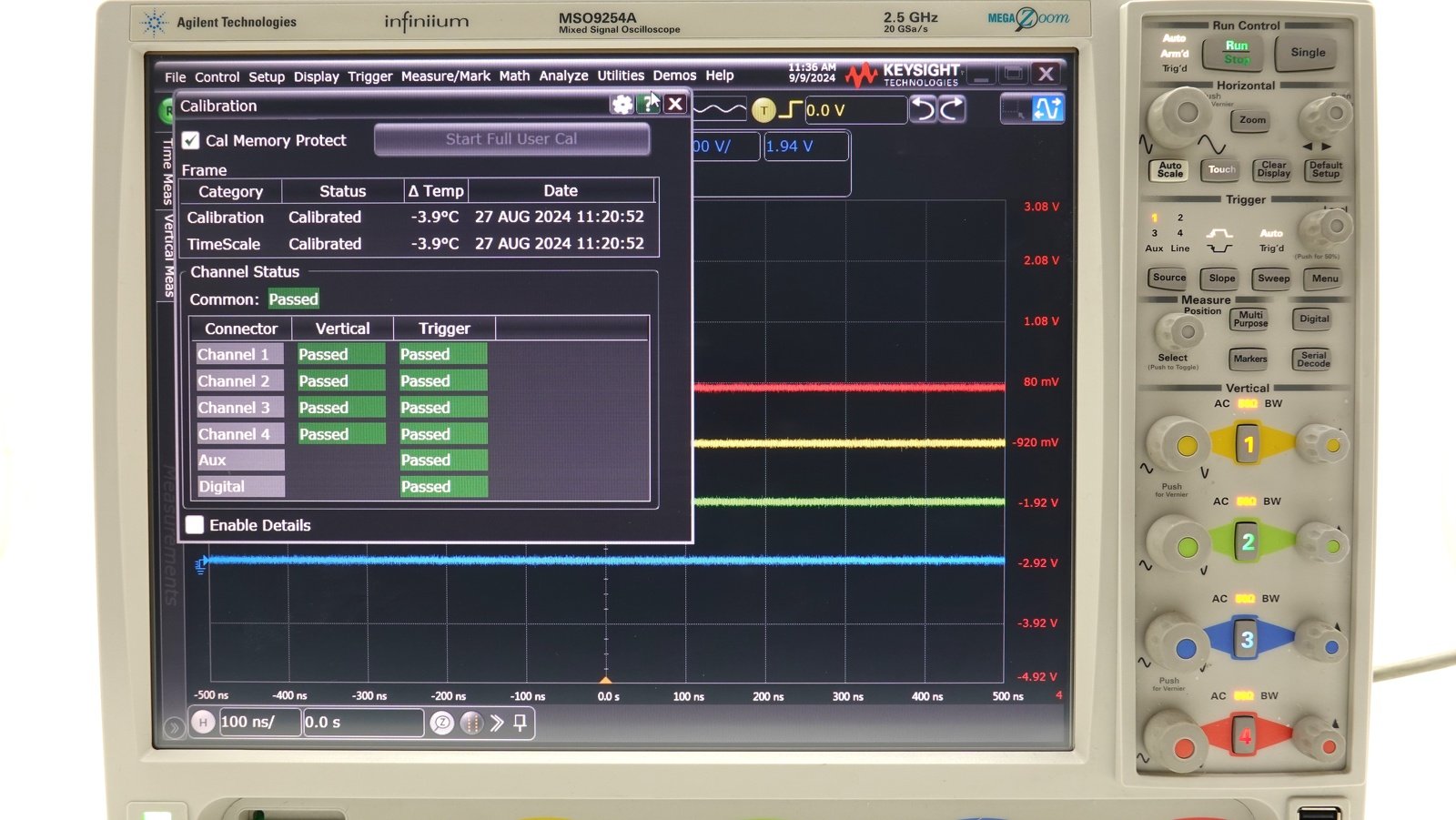 Keysight MSO9254A Mixed Signal Oscilloscope / 2.5 GHz / 10/20 GSa/s / 4 Analog Plus 16 Digital Channels