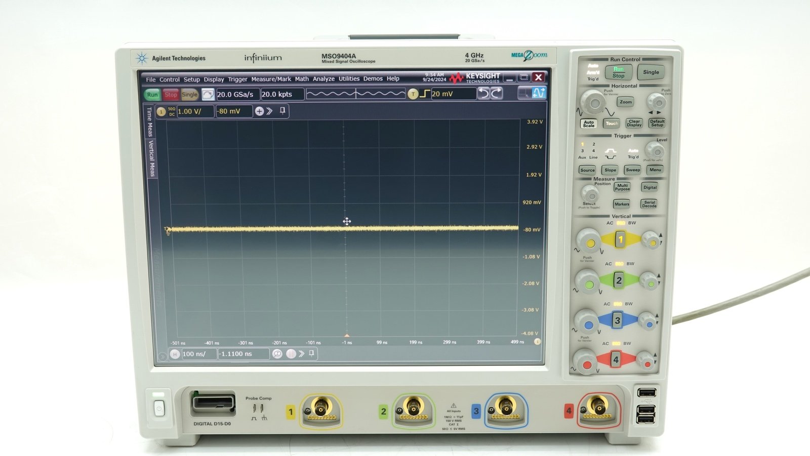 Keysight MSO9404A Mixed Signal Oscilloscope / 4 GHz / 10/20 GSa/s / 4 Analog Plus 16 Digital Channels