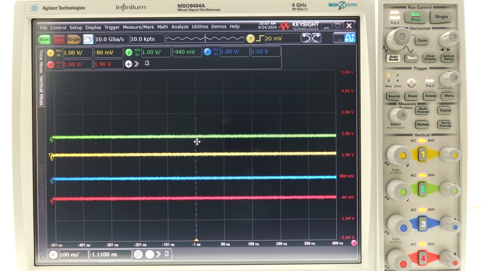 Keysight MSO9404A Mixed Signal Oscilloscope / 4 GHz / 10/20 GSa/s / 4 Analog Plus 16 Digital Channels