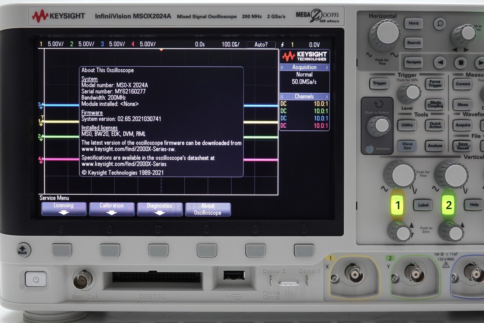 Keysight MSOX2024A Mixed Signal Oscilloscope / 200 MHz / 4 Analog Plus 8 Digital Channels