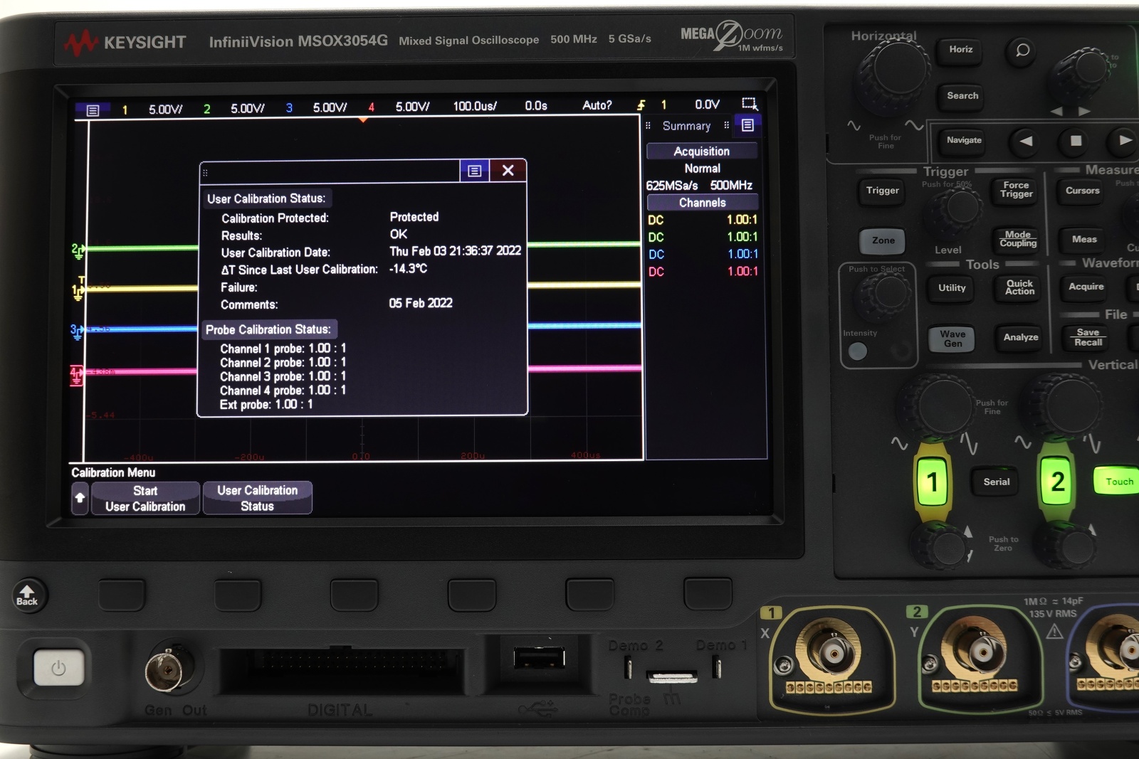 Keysight MSOX3054G Mixed Signal Oscilloscope / 500 MHz / 4 Analog Plus 16 Digital Channel