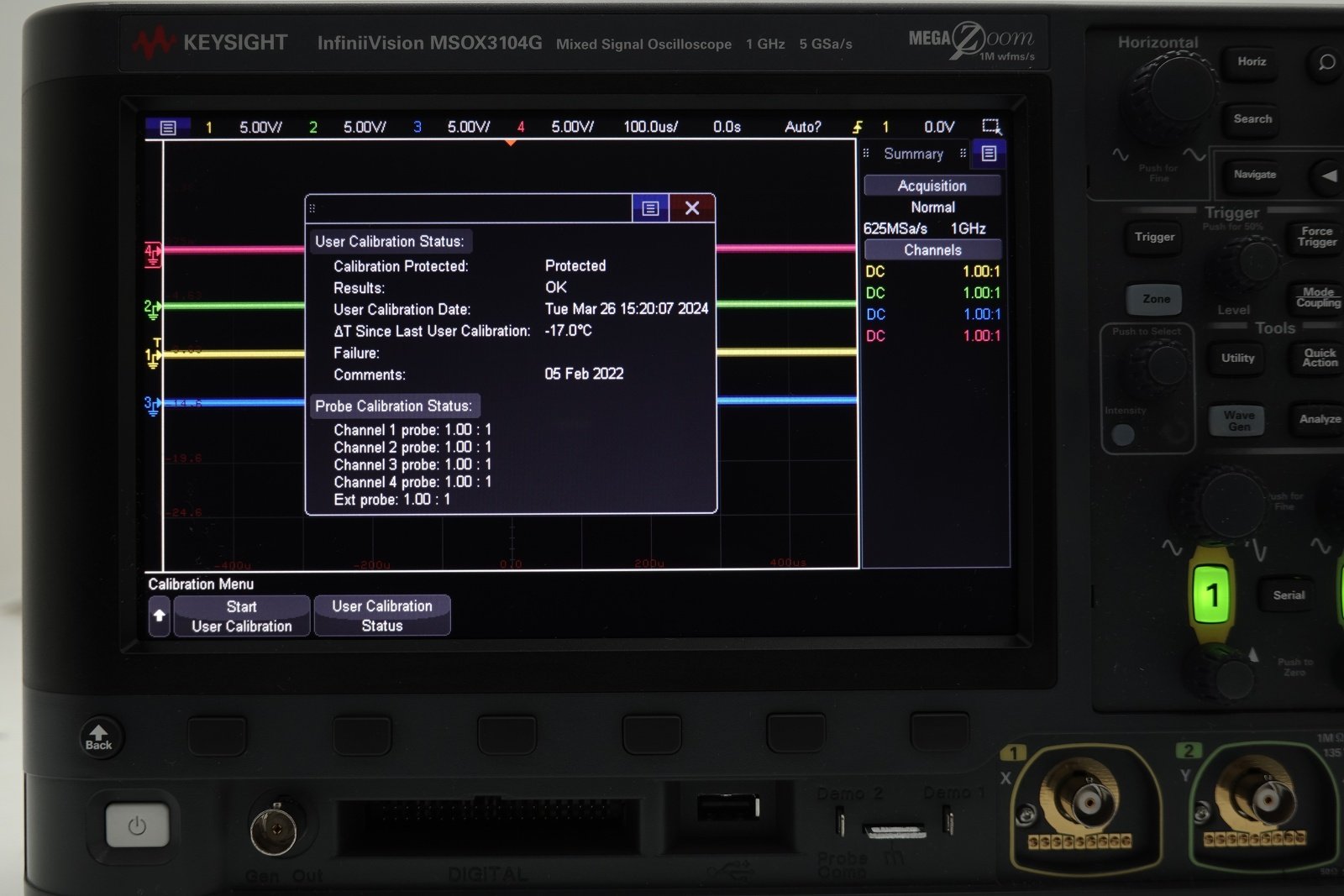 Keysight MSOX3104G Mixed Signal Oscilloscope / 1 GHz / 4 Analog Plus 16 Digital Channel