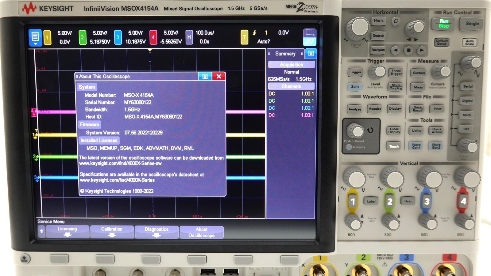 Keysight MSOX4154A Mixed Signal Oscilloscope / 1.5 GHz / 4 Analog plus 16 Digital Channels