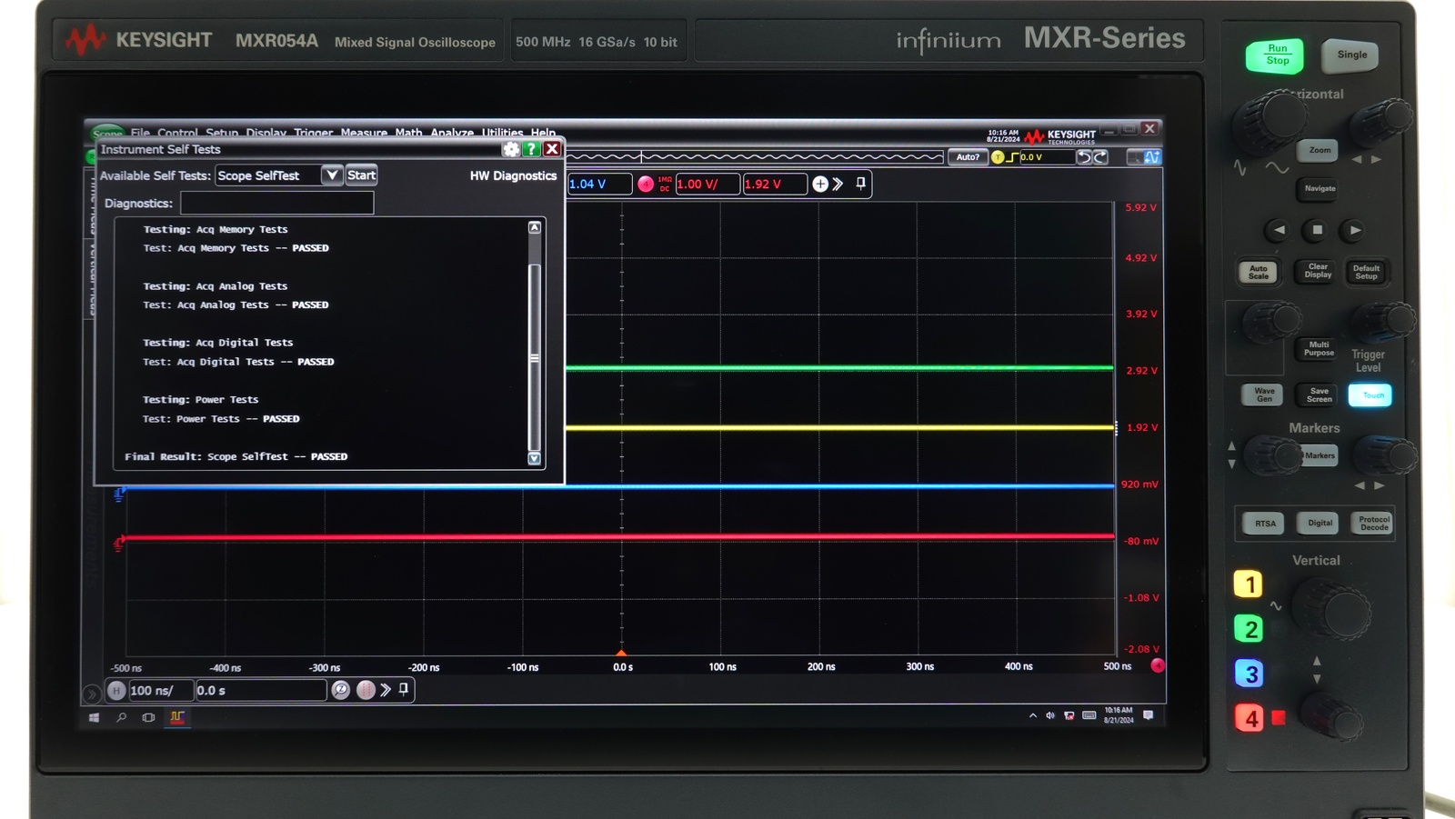 Keysight MXR054A Infiniium MXR-Series Real-Time Oscilloscope / 500 MHz / 16 GSa/s / 4 Channels