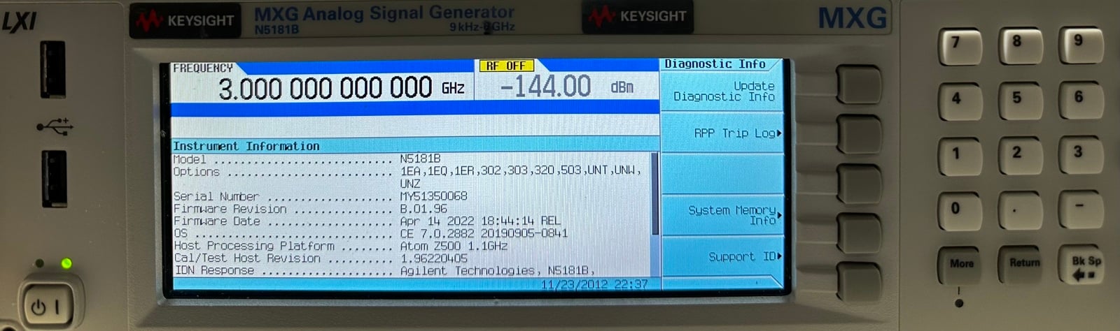 Keysight N5181B-503 9 kHz to 3 GHz