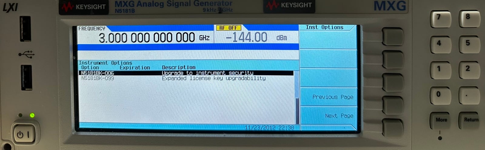 Keysight N5181B-503 9 kHz to 3 GHz