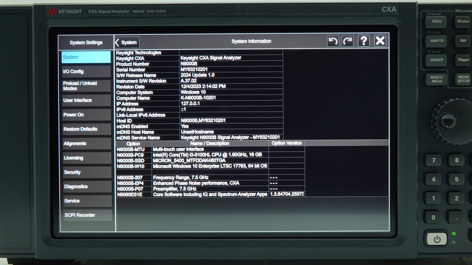 Keysight N9000B-507 9 kHz to 7.5 GHz