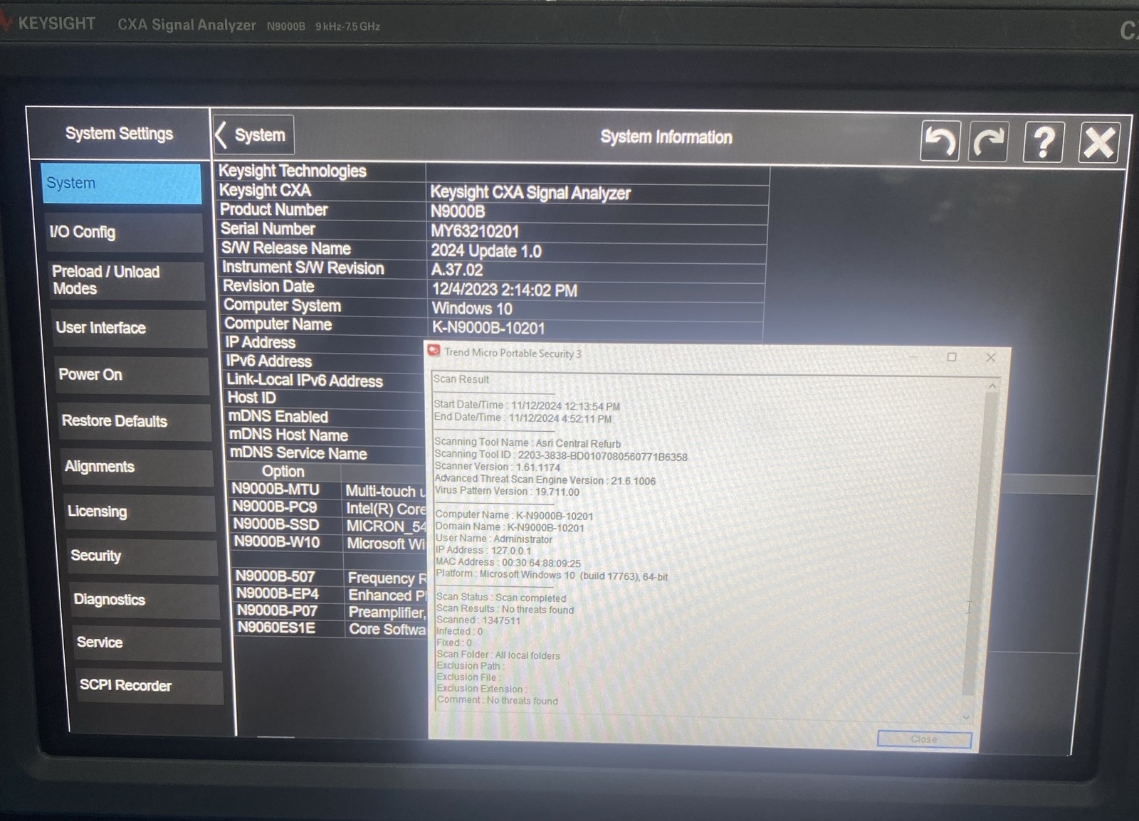 Keysight N9000B-507 9 kHz to 7.5 GHz