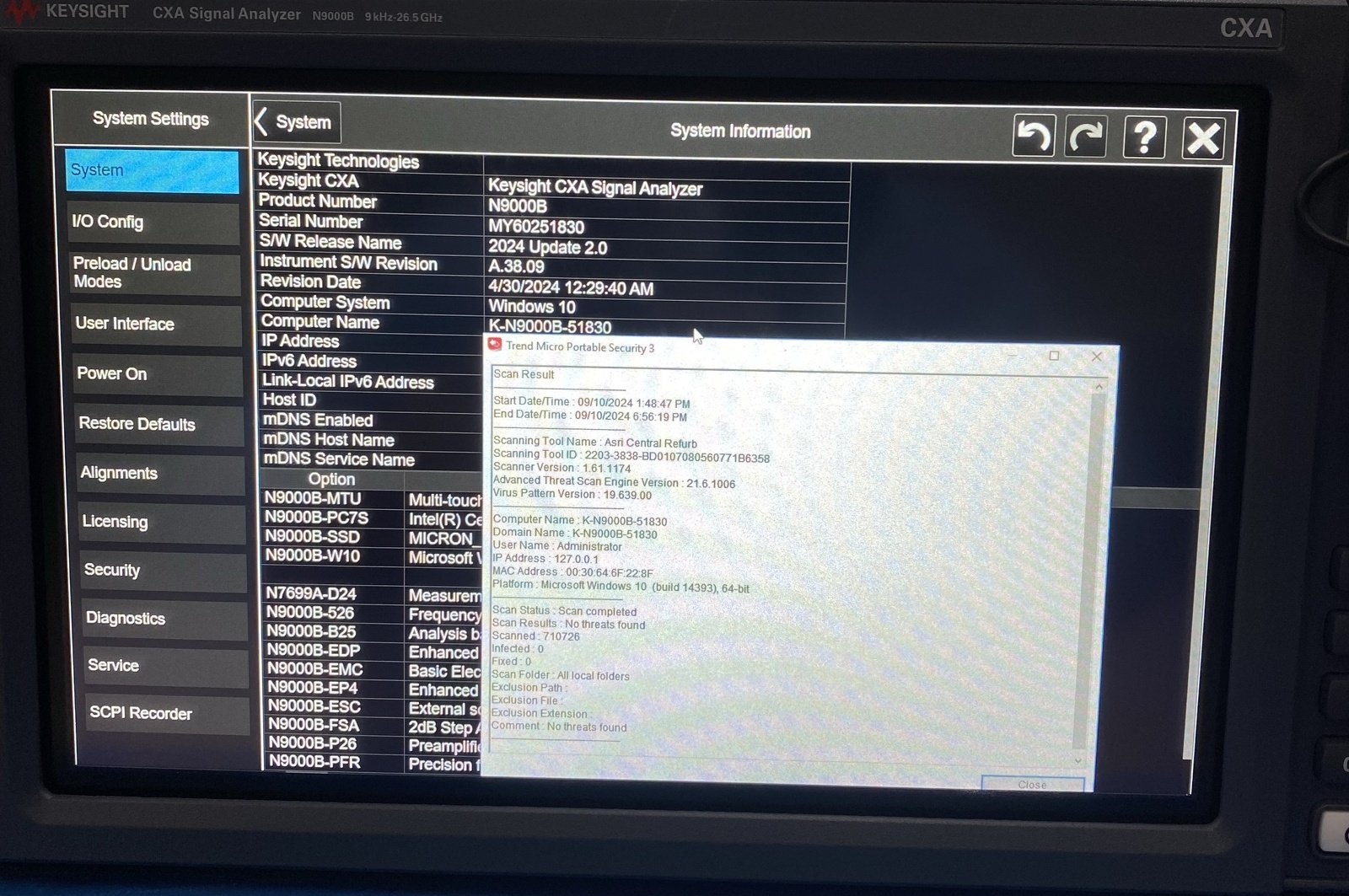 Keysight N9000B-526 9 kHz to 26.5 GHz