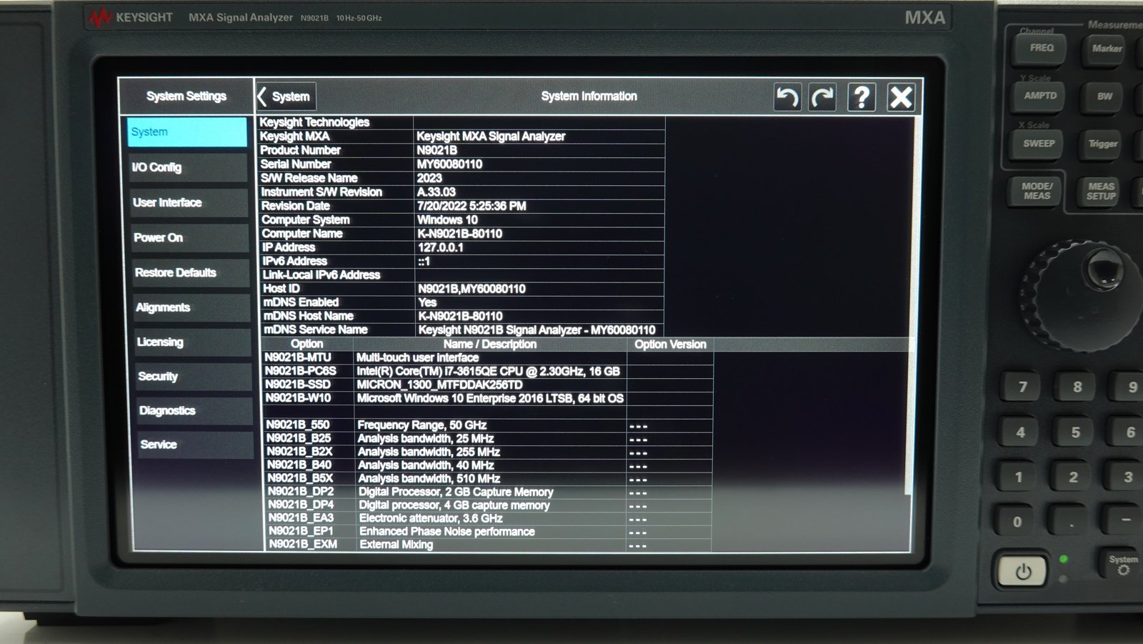 Keysight N9021B-550 10 Hz to 50 GHz