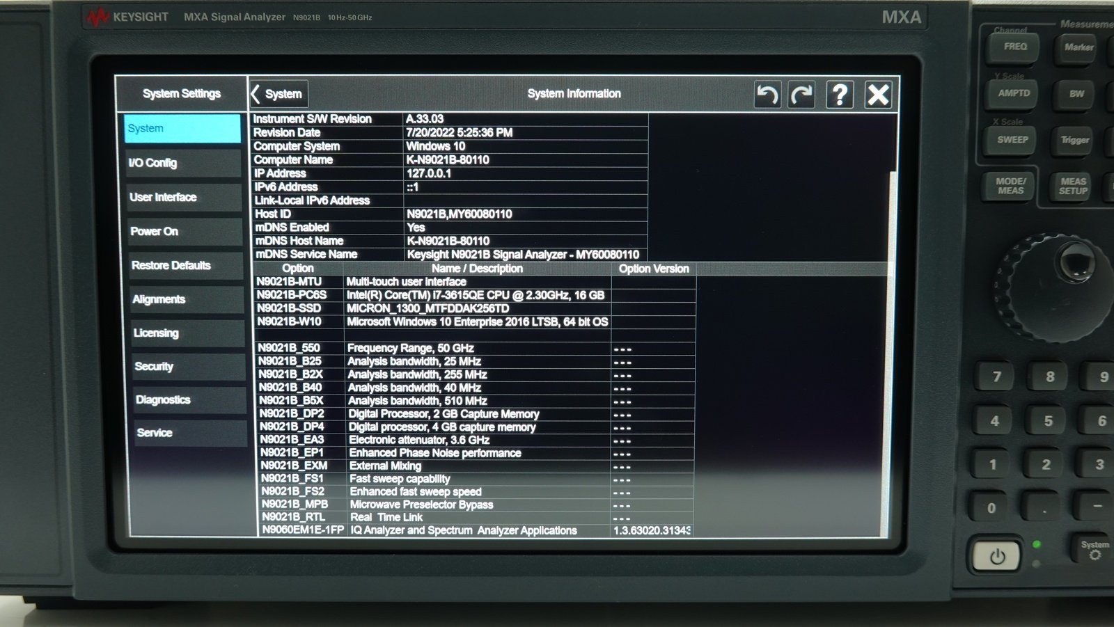 Keysight N9021B-550 10 Hz to 50 GHz