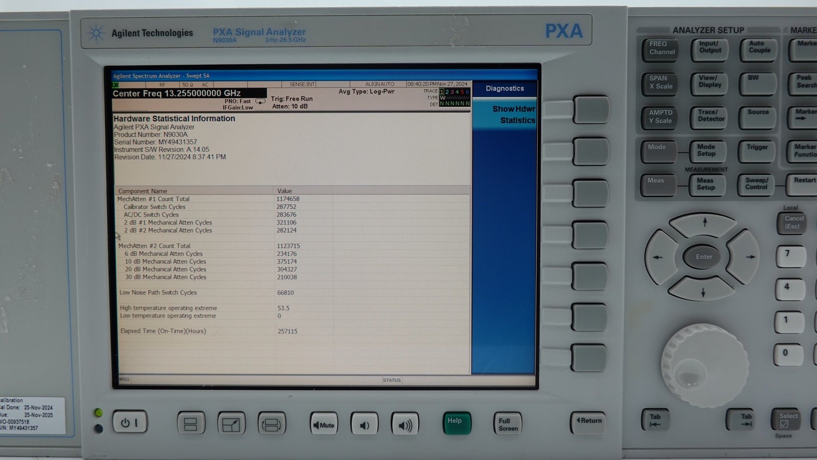 Keysight N9030A-526 3 Hz to 26.5 GHz 