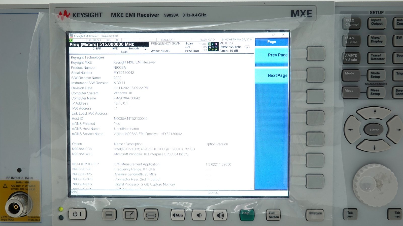 Keysight N9038A-508 3 Hz to 8.4 GHz