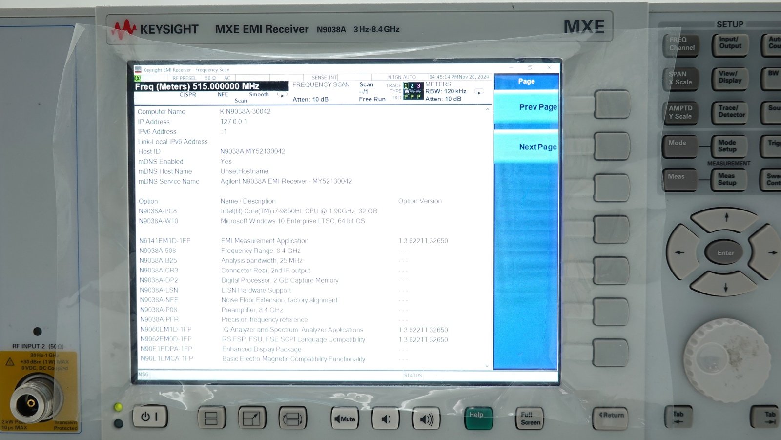 Keysight N9038A-508 3 Hz to 8.4 GHz