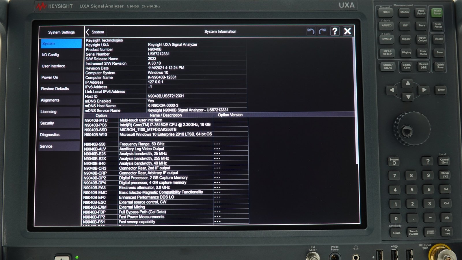 Keysight N9040B-550 2 Hz to 50 GHz