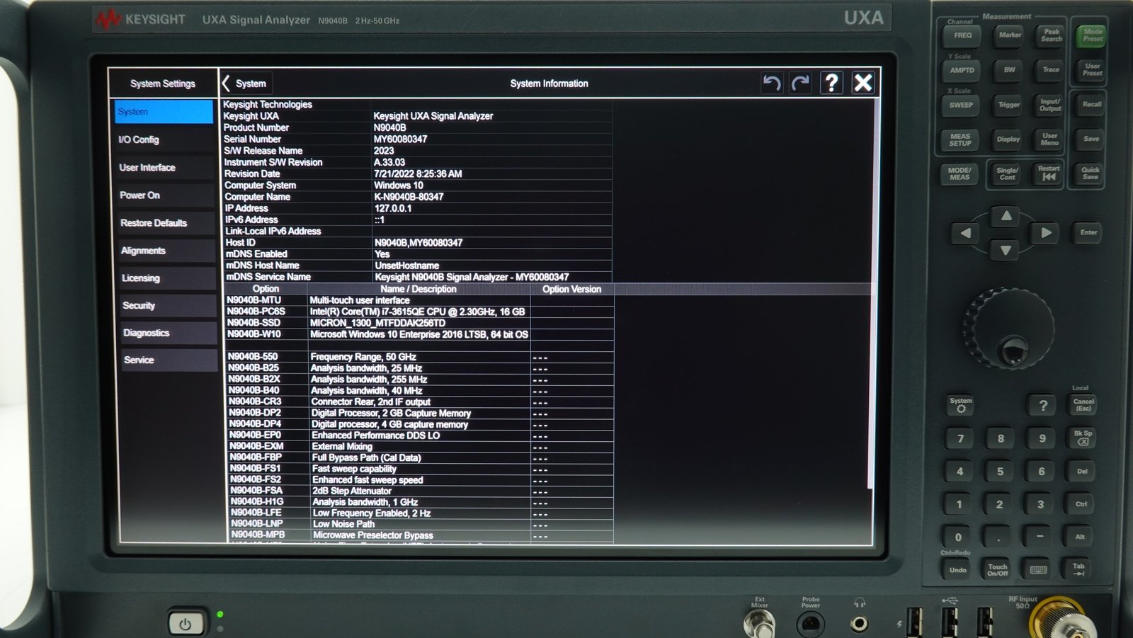 Keysight N9040B-550 2 Hz to 50 GHz