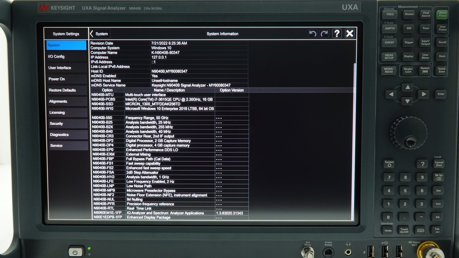 Keysight N9040B-550 2 Hz to 50 GHz