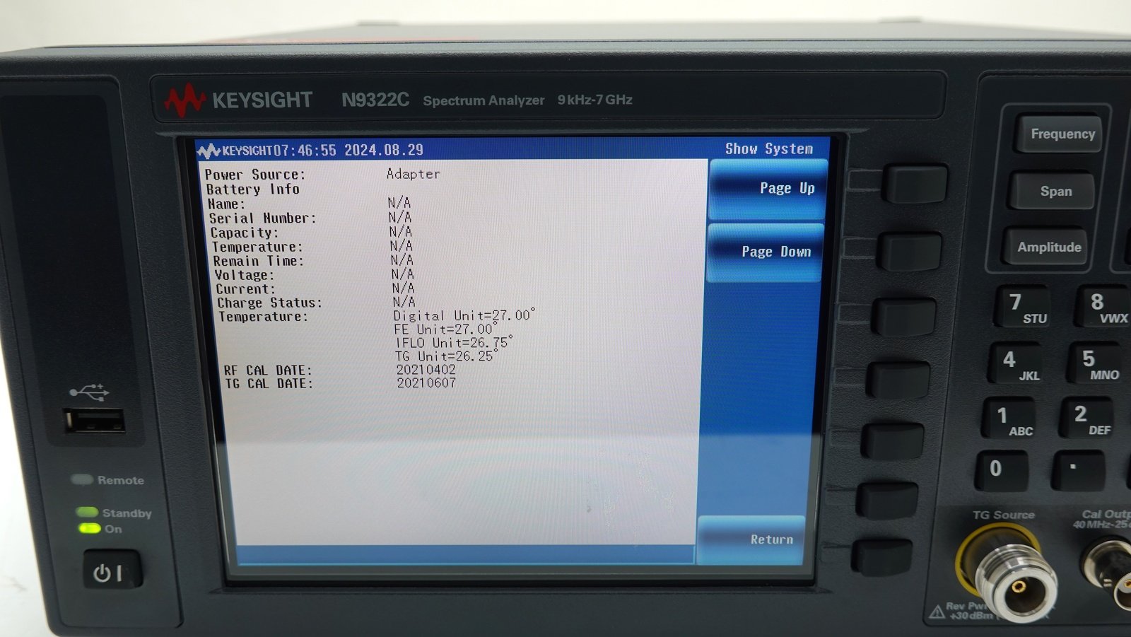 Keysight N9322C Basic Spectrum Analyzer (BSA) / 9 kHz to 7 GHz