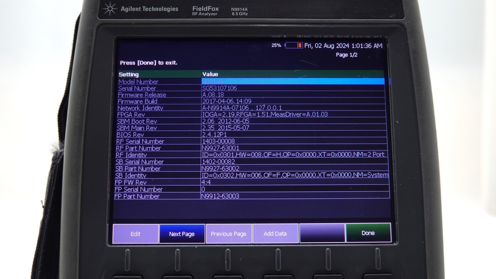 Keysight N9914A FieldFox Handheld RF Analyzer / 30 kHz to 6.5 GHz