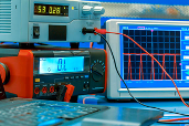 Electronic equipment being calibrated and tested